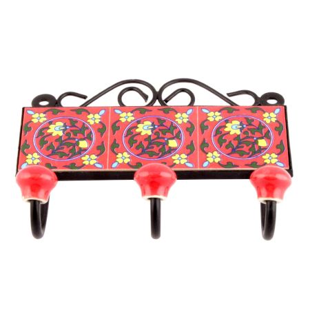 Red Forest Green Leaf Tiles Hooks